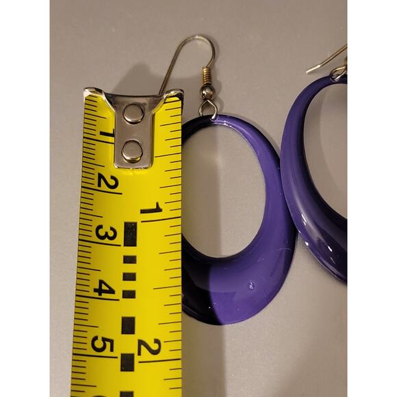 Purple Dangling stainless steel Drop Earrings - Picture 3 of 4